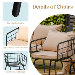 Costway 4 Pcs Patio Conversation Set Outdoor Furniture Loveseat Coffee Table 2 Chairs - thumbnail 8