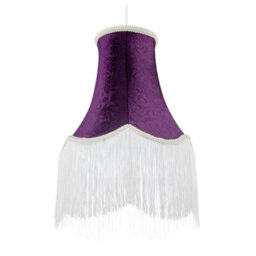 Happy Homewares Victorian Styled Vintage Tall Lamp Shade In Purple Floral Velvet - thumbnail 5