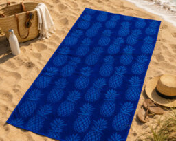 Blue Pineapple Beach Towel.  70 X 150Cm Recycled Yarn Eco Friendly Beach Towel - thumbnail 2