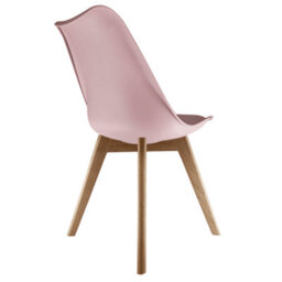 Fusion Living Soho Blush Pink Plastic Dining Chair With Squared Light Wood Legs - thumbnail 5