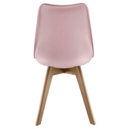 Fusion Living Soho Blush Pink Plastic Dining Chair With Squared Light Wood Legs - thumbnail 4