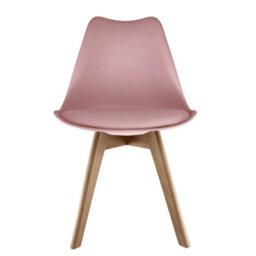 Fusion Living Soho Blush Pink Plastic Dining Chair With Squared Light Wood Legs - thumbnail 7