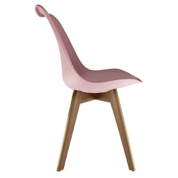 Fusion Living Soho Blush Pink Plastic Dining Chair With Squared Light Wood Legs - thumbnail 6