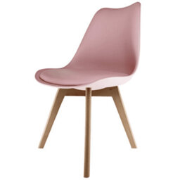 Fusion Living Soho Blush Pink Plastic Dining Chair With Squared Light Wood Legs - thumbnail 1