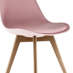 Fusion Living Soho Blush Pink Plastic Dining Chair With Squared Light Wood Legs - thumbnail 3