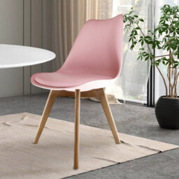 Fusion Living Soho Blush Pink Plastic Dining Chair With Squared Light Wood Legs - thumbnail 2