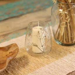 Serenityy Natural Floral Recycled Glass Candle Holder Margarita - Handmade 12X11Cm - Multicolour - thumbnail 3