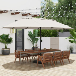 Costway 4.6M Double Sided Patio Parasol Outdoor Large Market Umbrella W/ Base-Beige - thumbnail 1