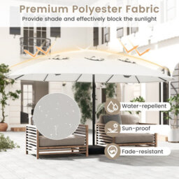 Costway 4.6M Double Sided Patio Parasol Outdoor Large Market Umbrella W/ Base-Beige - thumbnail 4