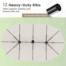 Costway 4.6M Double Sided Patio Parasol Outdoor Large Market Umbrella W/ Base-Beige - thumbnail 5