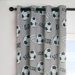 "OHS Football Blackout Eyelet Curtain Panels Pair Of Kids Ring Top, Grey - 66X72""" - thumbnail 2