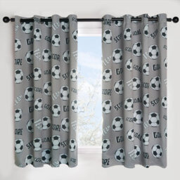 "OHS Football Blackout Eyelet Curtain Panels Pair Of Kids Ring Top, Grey - 66X72""" - thumbnail 1