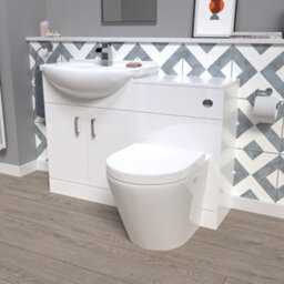 Nes Home 1150mm White Vanity Unit With Basin, Wc Unit & Back To Wall Toilet - thumbnail 1
