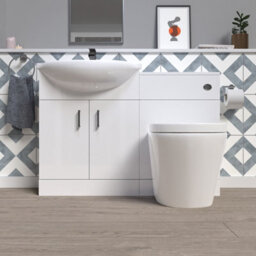 Nes Home 1150mm White Vanity Unit With Basin, Wc Unit & Back To Wall Toilet - thumbnail 2