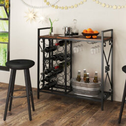 Gainoom 21 Bottle Brown Wine Rack Freestanding Floor Wine Bottle Organizer - thumbnail 6