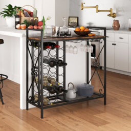 Gainoom 21 Bottle Brown Wine Rack Freestanding Floor Wine Bottle Organizer - thumbnail 5