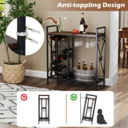 Gainoom 21 Bottle Brown Wine Rack Freestanding Floor Wine Bottle Organizer - thumbnail 9