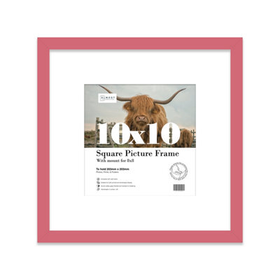 "10X10"" Pink Picture Frame - 10X10"" Square Frame With 8X8"" Mount For 10X10""/8X8"" Pictures Moderrn Style Thin Edge, 1 Pack" - image 1