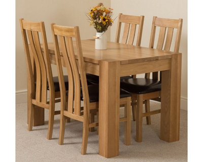 That's Furniture Kuba 125 X 80 Cm Chunky Oak Small Dining Table And 4 Chairs Dining Set With Princeton Chairs - image 1