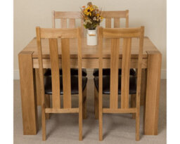 That's Furniture Kuba 125 X 80 Cm Chunky Oak Small Dining Table And 4 Chairs Dining Set With Princeton Chairs - thumbnail 2