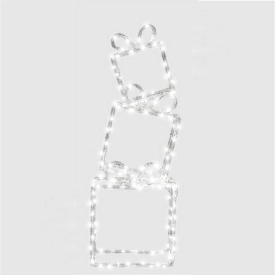 Pegdev - Pdl - Pre Lit Stack Of 3 Christmas Presents With 40 Warm White Leds 5M Lead Timer Indoor Outdoor Decoration - image 1
