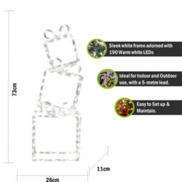 Pegdev - Pdl - Pre Lit Stack Of 3 Christmas Presents With 40 Warm White Leds 5M Lead Timer Indoor Outdoor Decoration - thumbnail 2
