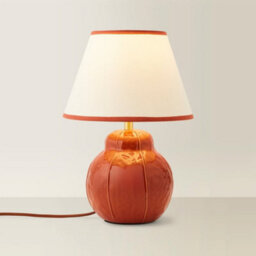 Valuelights Gourdette Burnt Orange Glazed Table Lamp With Tapered Trim Shade - thumbnail 6