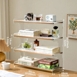 Log Colour 4 Tier Acrylic Desktop Bookcase Home Office Storage Rack - thumbnail 2