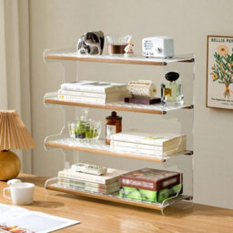 Log Colour 4 Tier Acrylic Desktop Bookcase Home Office Storage Rack - thumbnail 1