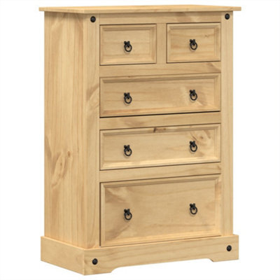 Berkfield Durable Chest Of Drawers Corona 80X43X114 Cm Solid Wood Pine