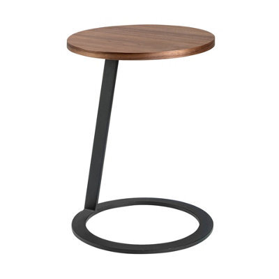 Angel Cerda Stylish Round Corner Table In Walnut And Black Steel - image 1