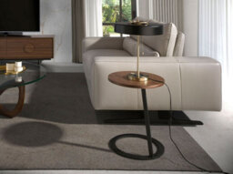 Angel Cerda Stylish Round Corner Table In Walnut And Black Steel - thumbnail 2