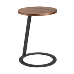 Angel Cerda Stylish Round Corner Table In Walnut And Black Steel
