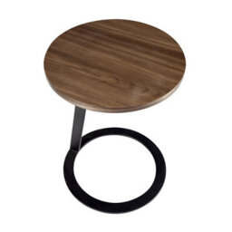 Angel Cerda Stylish Round Corner Table In Walnut And Black Steel - thumbnail 6