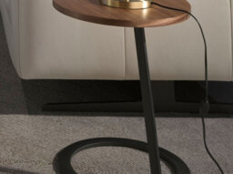 Angel Cerda Stylish Round Corner Table In Walnut And Black Steel - thumbnail 4