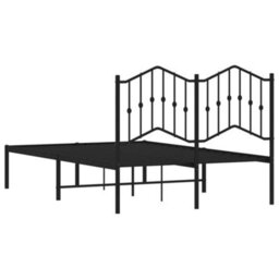 Berkfield Metal Bed Frame Without Mattress With Headboard Black 120X190Cm - thumbnail 7