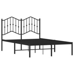 Berkfield Metal Bed Frame Without Mattress With Headboard Black 120X190Cm - thumbnail 4