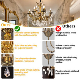 Vrygle 100Cm French Country Crystal Chandeliers Ceiling Light 12 Lights Vintage Pendant Light For Living Room E14 - thumbnail 5