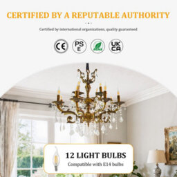 Vrygle 100Cm French Country Crystal Chandeliers Ceiling Light 12 Lights Vintage Pendant Light For Living Room E14 - thumbnail 4