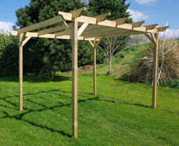 Arbor Garden Solutions Sculpted Wooden Garden Pergola Kit, 2.4M X 4.8M (Natural Finish) - thumbnail 7