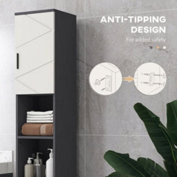 Kleankin Tall Bathroom Storage Cabinet With Soft Close Mechanism, Grey - thumbnail 6