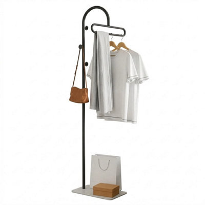 Black Freestanding Coat Rack With Hook & Shelves - image 1