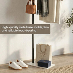Black Freestanding Coat Rack With Hook & Shelves - thumbnail 4
