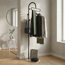 Black Freestanding Coat Rack With Hook & Shelves - thumbnail 3