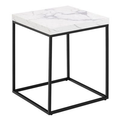 Furniture To Go Barossa Coffee Table With White Marble Carrara Top & Black Base 40Cm - image 1