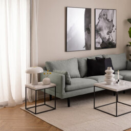 Furniture To Go Barossa Coffee Table With White Marble Carrara Top & Black Base 40Cm - thumbnail 3