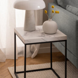 Furniture To Go Barossa Coffee Table With White Marble Carrara Top & Black Base 40Cm - thumbnail 4