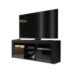 Tv Unit 145Cm Modern Black With High Gloss Doors - Creative Furniture - thumbnail 2