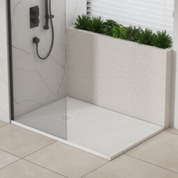 Royal Bathrooms Luxor Rectangular White Slate Effect Stone Shower Tray 1000 X 800 X 30mm With White Grate - thumbnail 3