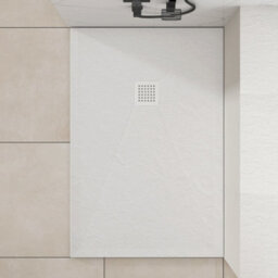 Royal Bathrooms Luxor Rectangular White Slate Effect Stone Shower Tray 1000 X 800 X 30mm With White Grate - thumbnail 5